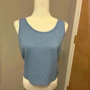St.John Blue Knit Tank Top Petite